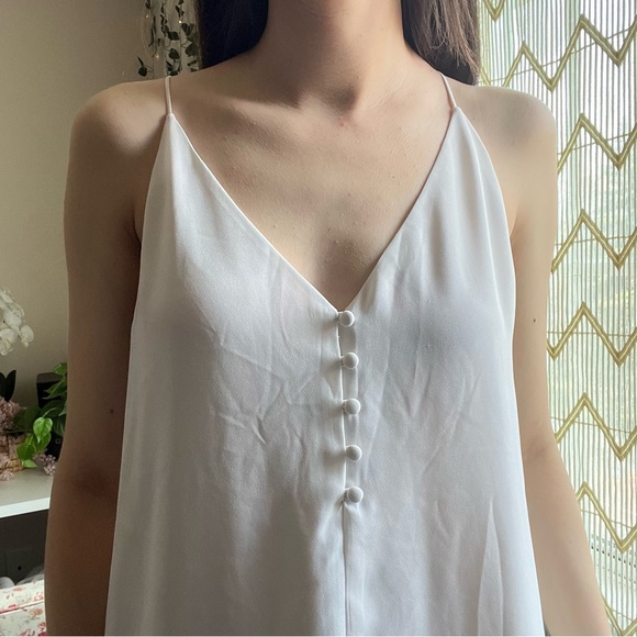 Loft White Sheer Button Long Tank Size Small - Picture 3 of 4